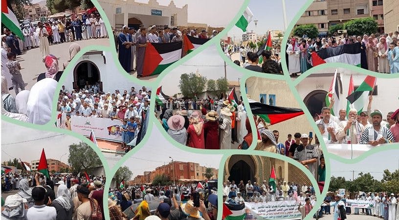 Cover Image for 95 مظاهرة بـ42 مدينة مغربية.. إحصاء هيئة النصرة لوقفات جمعة الغضب 41 (بلاغ)